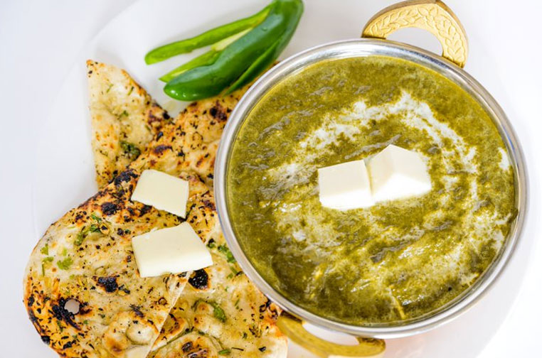 Saag (Palak) Paneer with Naan - Athidhi Indian