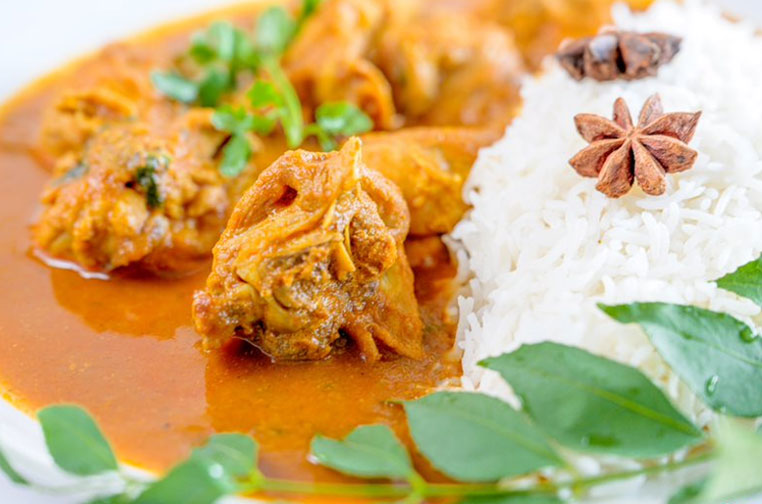 Chicken Curry(Halal) with White Rice -Athidhi Indian