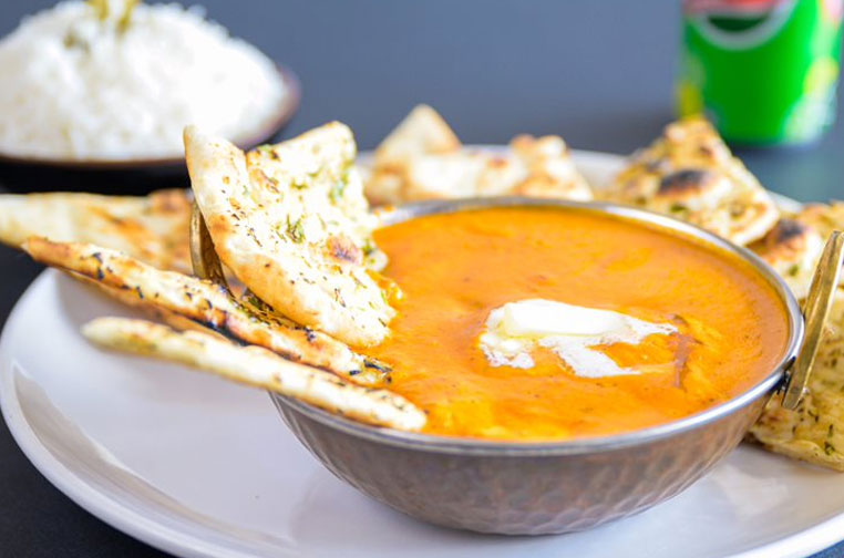 Garlic Naan with Butter Chicken - Athidhi Indian